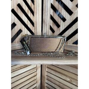 JoyMax Joy Collection Bronze Evening Clutch w/ 2 Chains Rhinestone Closure NWT